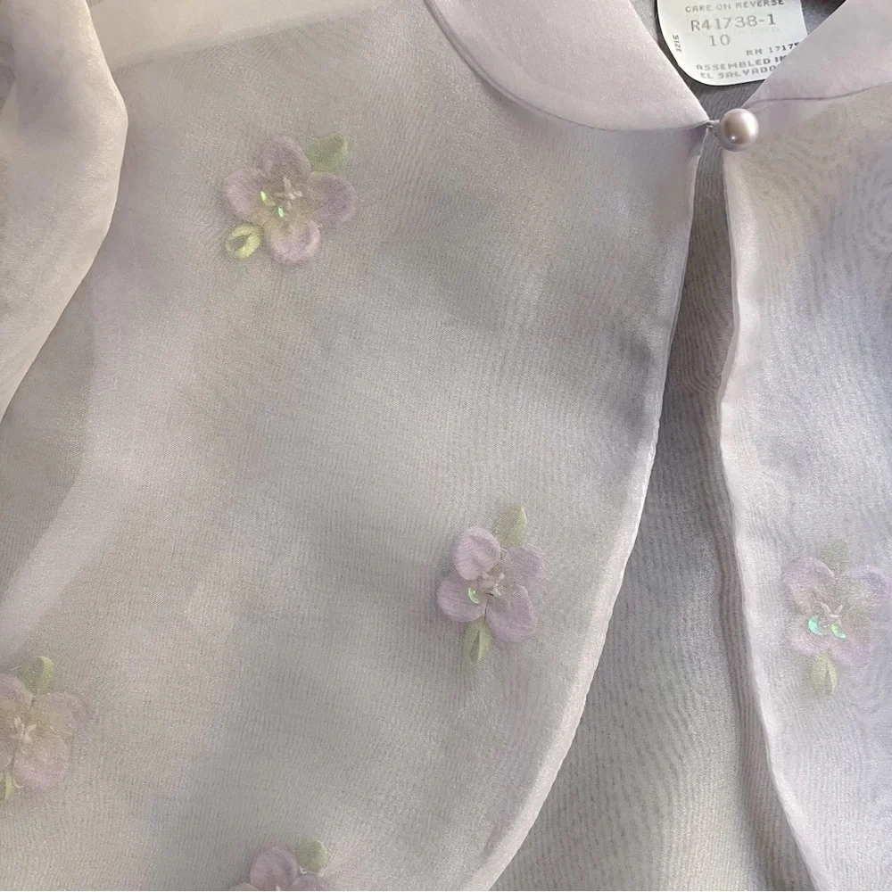 BONNIE JEAN Sheer Lavender Floral Special Occasion Bolero Girls 10 NEW NWOT